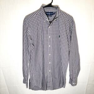 Ralph Lauren M Shirt Men's Purple Green Plaid Classic Fit Cotton Hong Kong